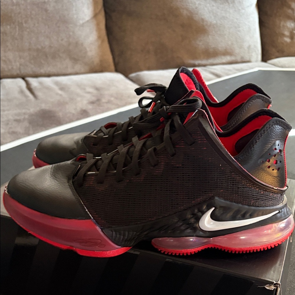 Lebron 19 Low Nike Black and Red Athletic Sneakers